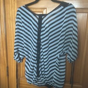 Studio Y Black and Gray Striped Blouse